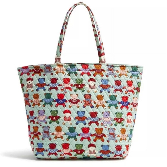 Vera Bradley Handbags - Vera Bradley Essential Grand Tote - Toasty Teddies, Teddy Bears on Sage Green